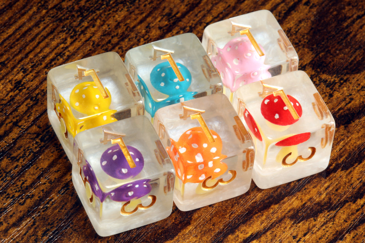 Rainbow Colorshrooms D6 dice - The Wizard's Vault
