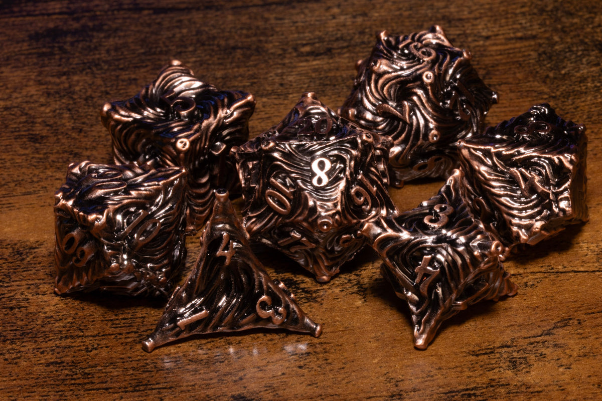 Vortex 7-Piece Metal Dice Set – Antique Copper