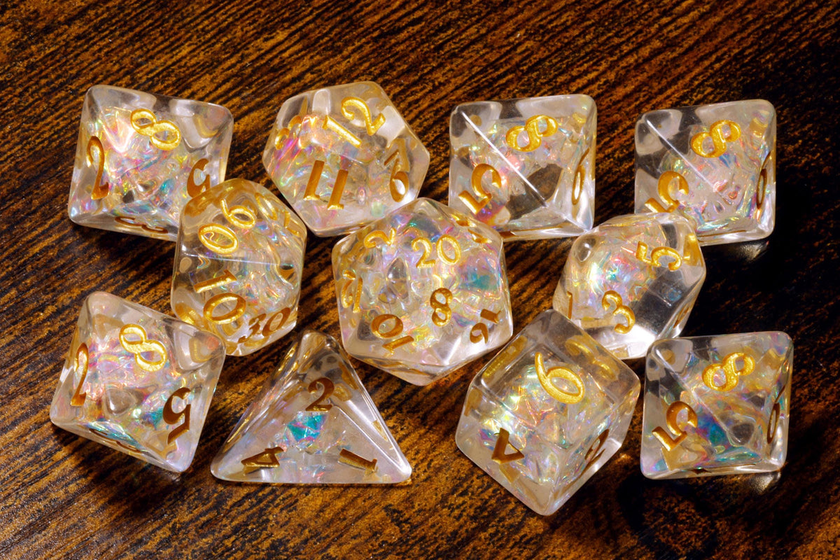 Sacred Renewal Dice Box & Sacred Opal 11-Piece Dice Set – Old-School DnD Style Artwork