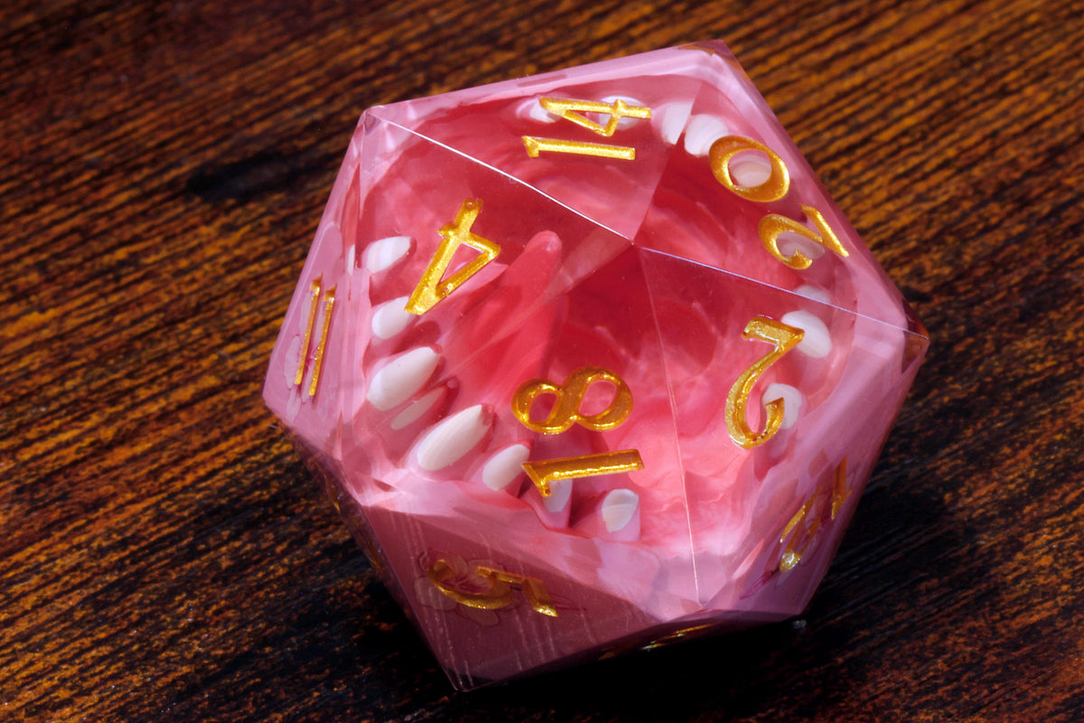 Sakura Mimic Chonk D20 – Extra Large Sharp Edge Resin - The Wizard's Vault