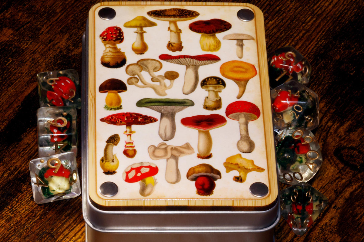 Botanical Mushroom Dice Vault and dice set - The Wizard's Vault