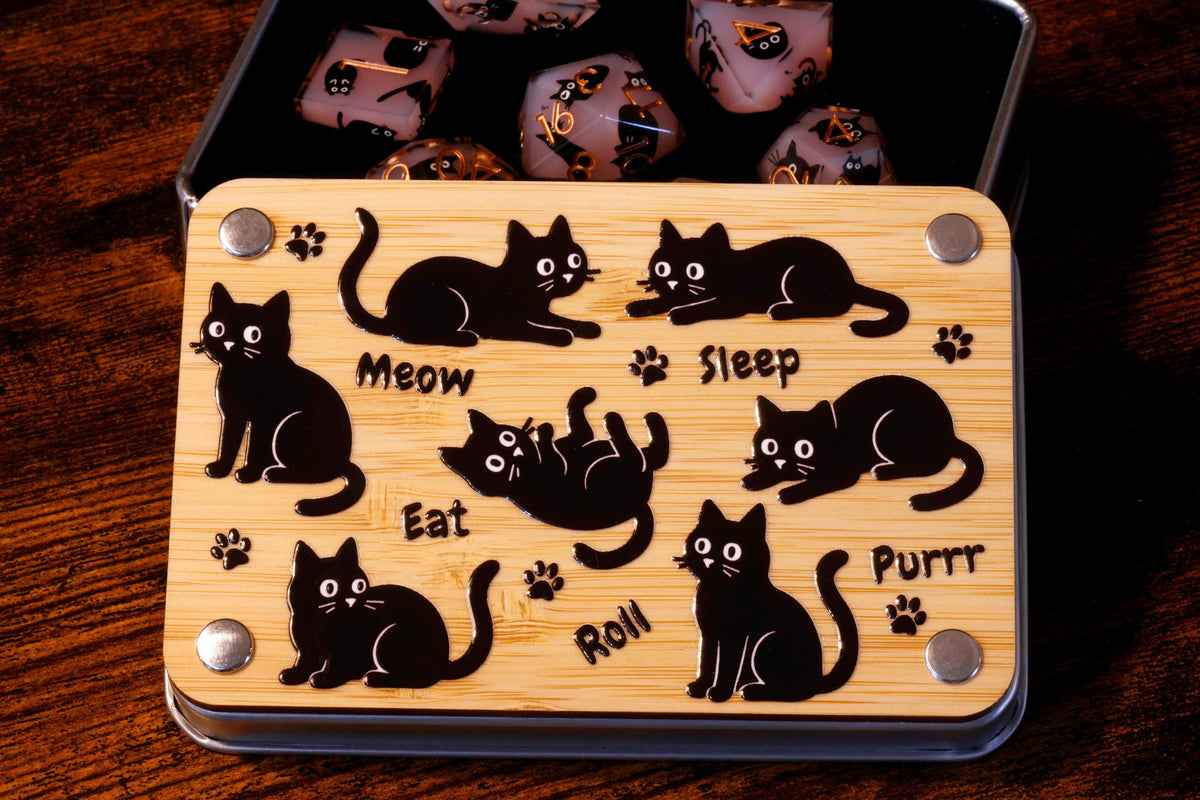 Meowgical Paws Cat dice set and box - The Wizard's Vault