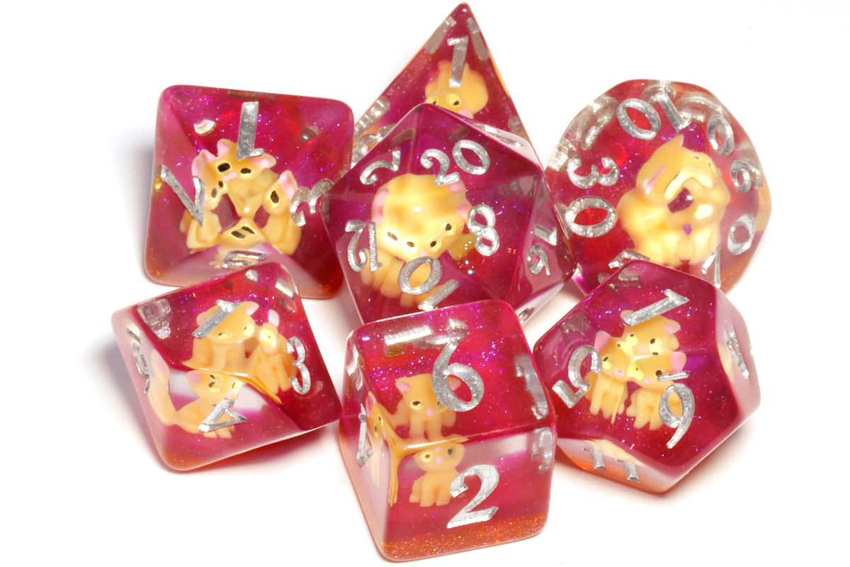 Barbarian Dice Box with Orange Tabby Dice Set - The Wizard's Vault