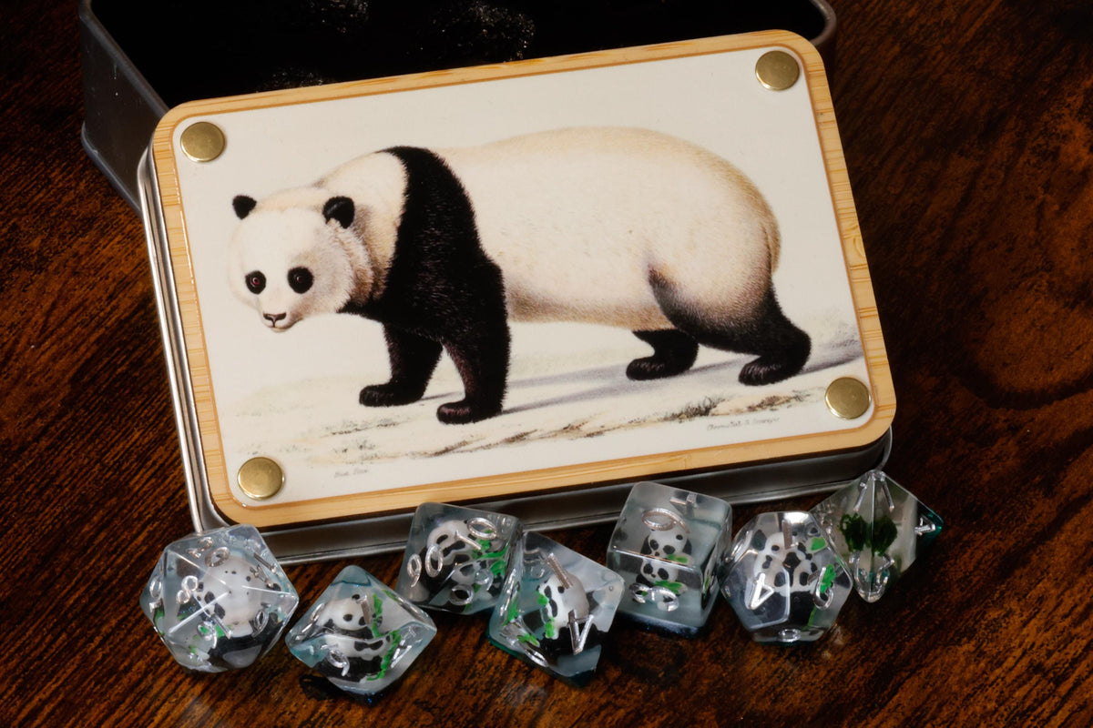 Panda Dice Set with Natural History Box - The Wizard's Vault