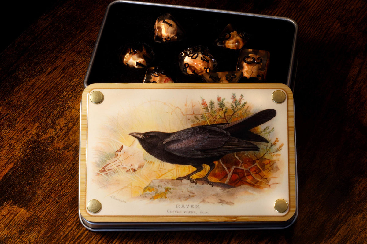 Raven dice box and Skull dice set - The Wizard's Vault