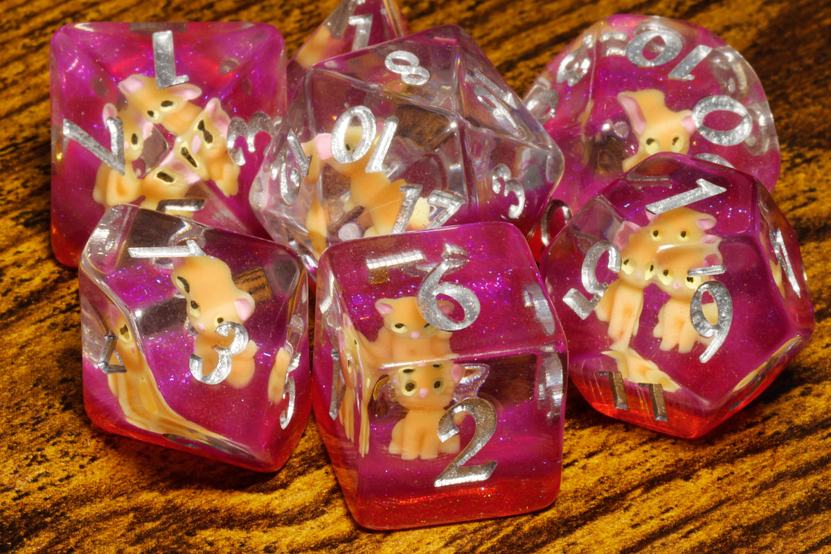 Barbarian Dice Box with Orange Tabby Dice Set - The Wizard's Vault