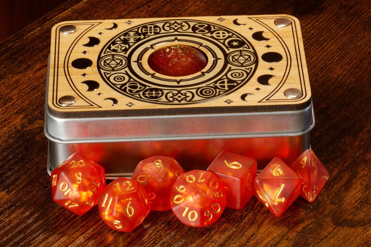 Celestial Round Dice Box & Opal Dice Set - The Wizard's Vault