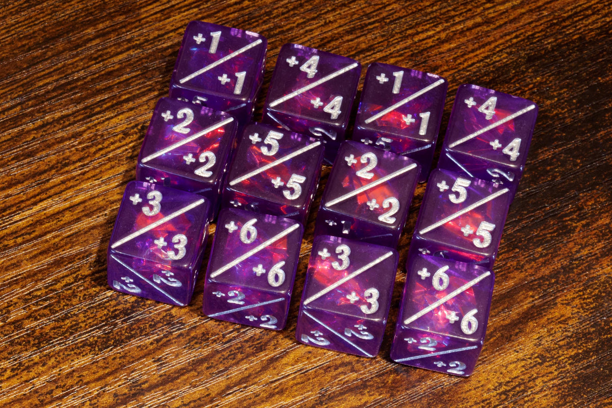 Eldritch Opal Counter Dice – 12 Purple Token Counters