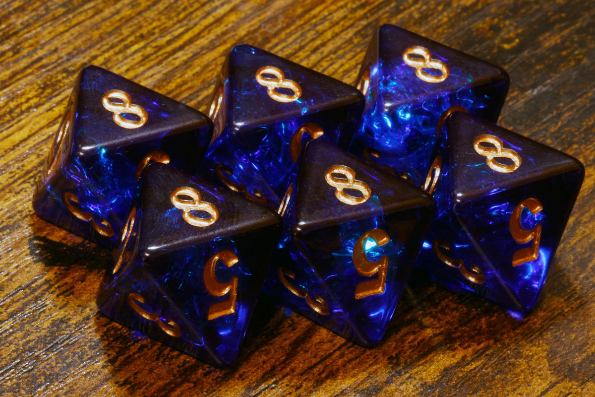 Cobalt Opal D8 Dice
