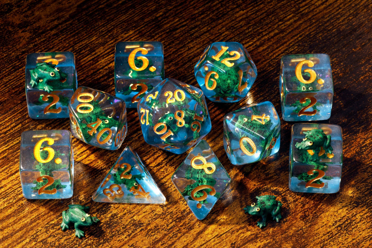 Green Frog 7-Piece Dice Set - The Wizard's Vault