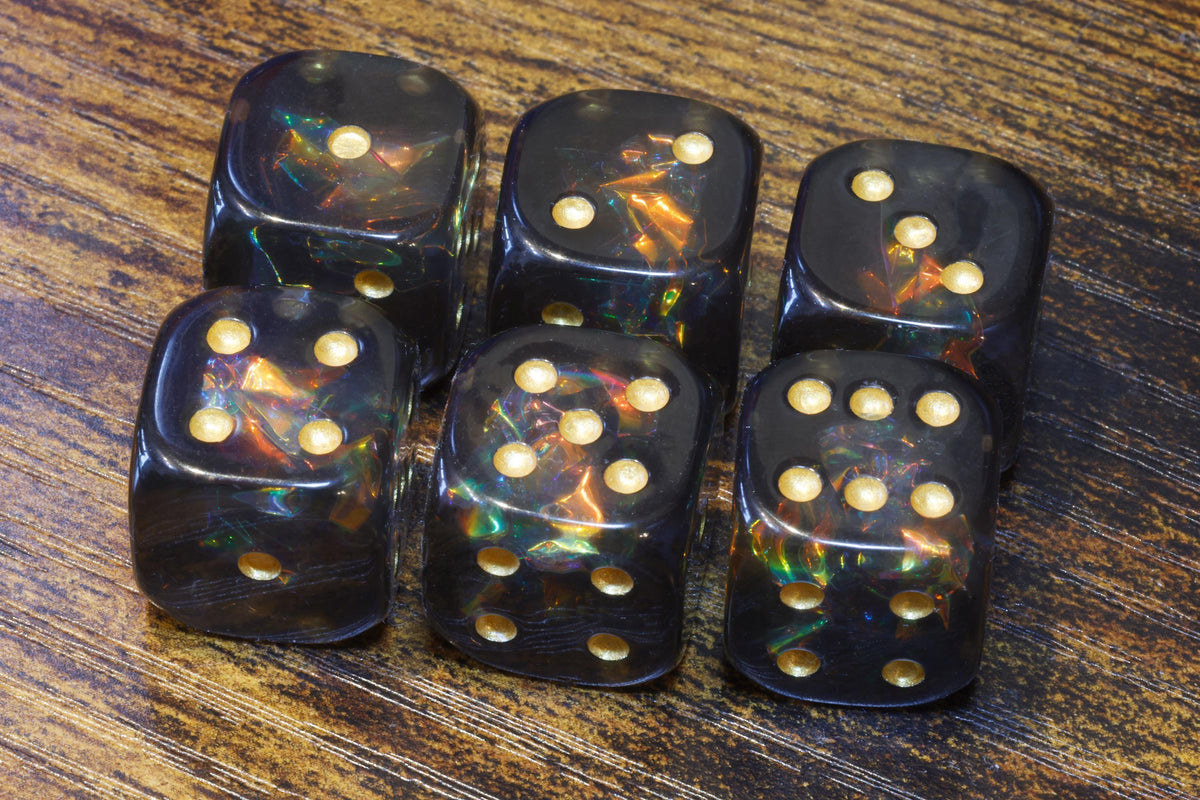 Shadow Opals Six-Sided PIP Dice – Holographic Inclusions, Iridescent Film, Translucent Holographic Glitter - The Wizard's Vault