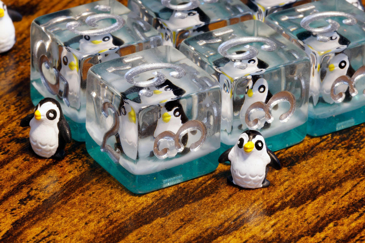 Penguin D6 Dice – Penguins on Blue Icy Layers - The Wizard's Vault