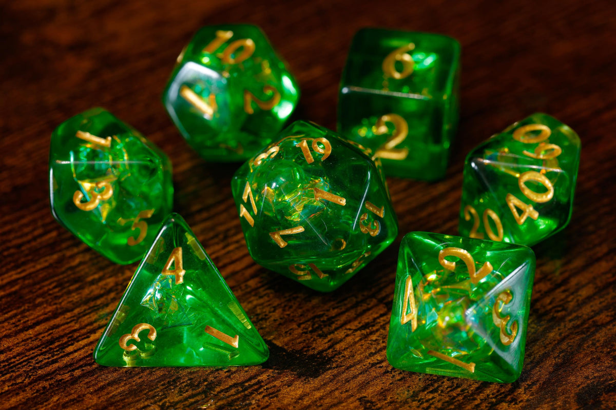Canopy Opal 7-Piece Dice Set – Green with Holographic Foil – photo 1