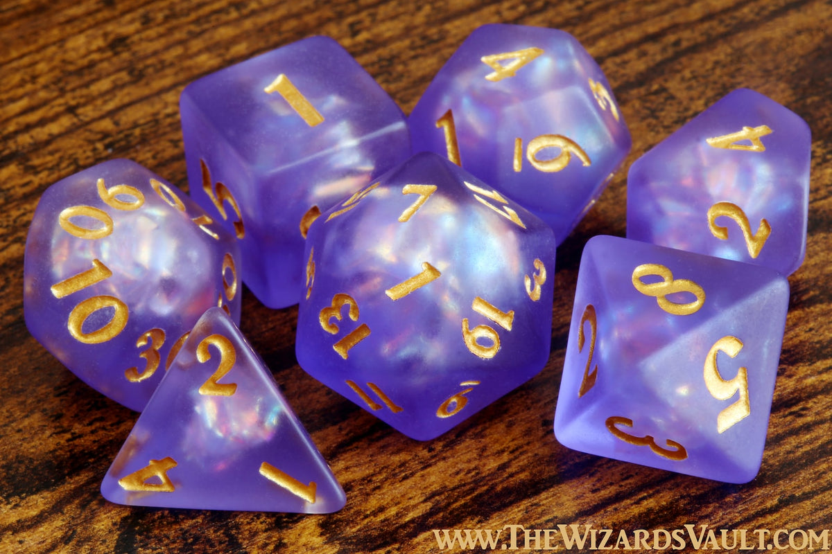 Psion's Resolve Dice Set - Purple Holographic inclusions - The Wizard's Vault