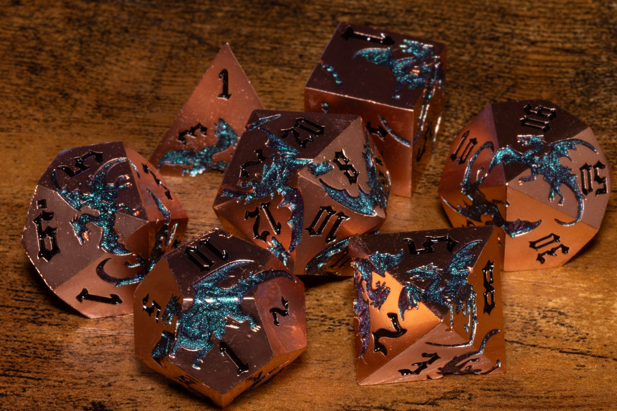 Dragoncore metal dice sets from The Wizard's Vault