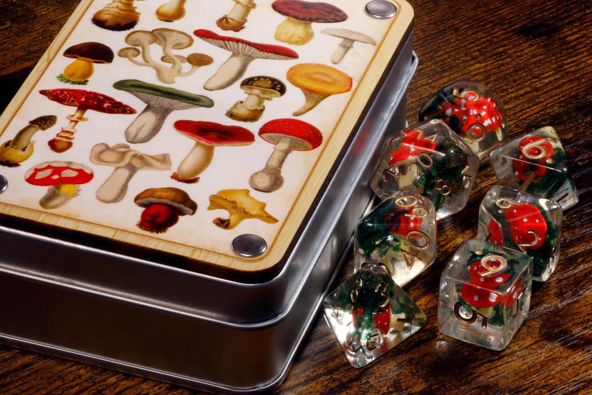 Botanical Mushroom Dice Vault and dice set - The Wizard's Vault