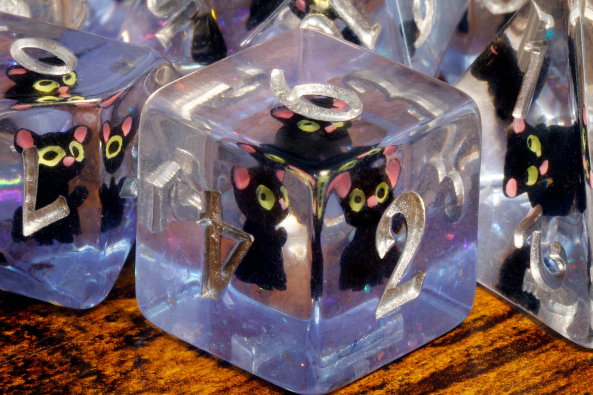 I Cast Thee Down | Dragon Cat Dice Box & Black Cat Dice Set | 11-Piece - The Wizard's Vault