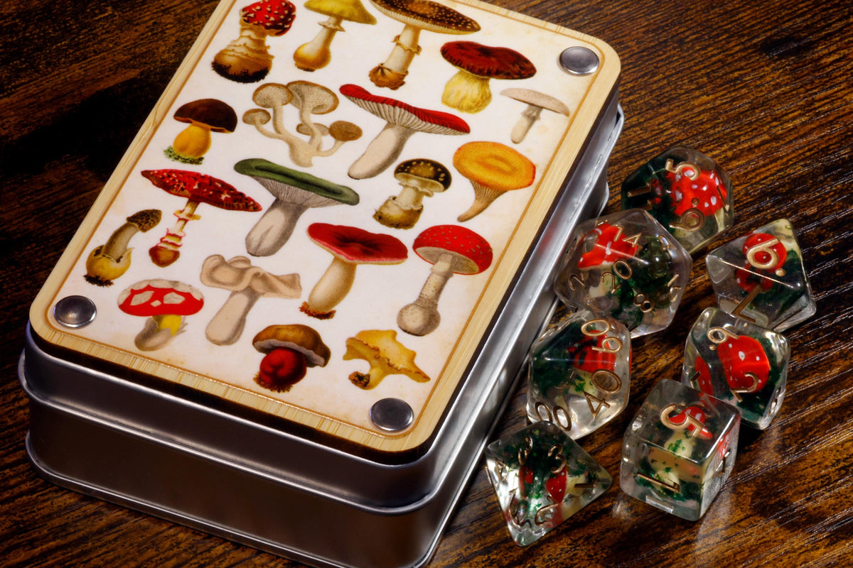 Botanical Mushroom Dice Vault and dice set - The Wizard's Vault
