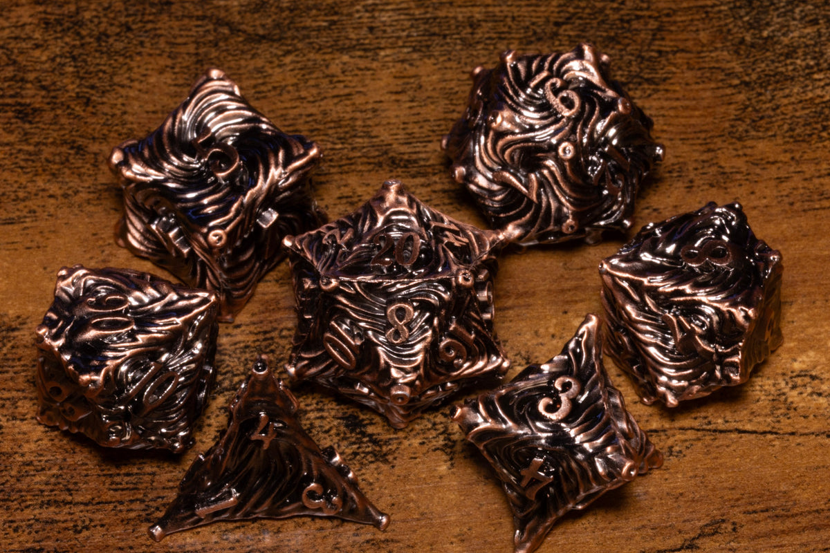 Vortex 7-Piece Metal Dice Set – Antique Copper
