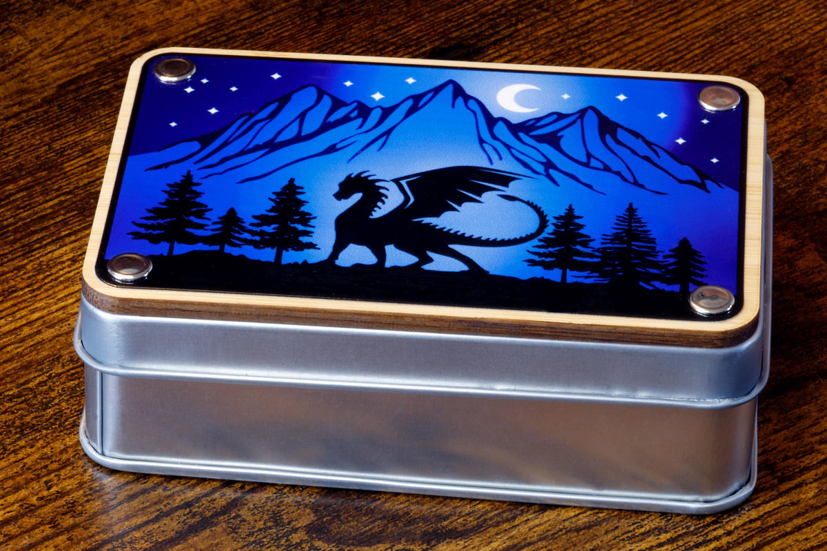 Lunar Dragon dice box with Dreamveil opal dice set - The Wizard's Vault