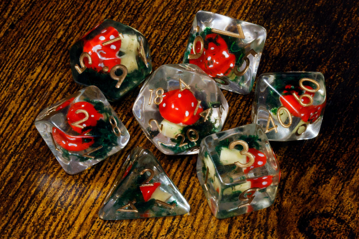 Botanical Mushroom Dice Vault and dice set - The Wizard's Vault