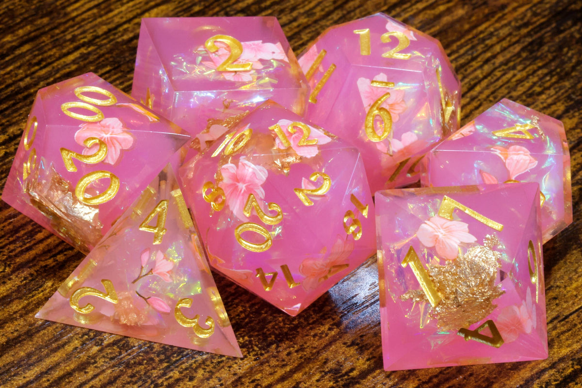 Rêve d’hibiscus – Ensemble de 7 dés à arêtes vives et boîte « You Are My Natural 20 »