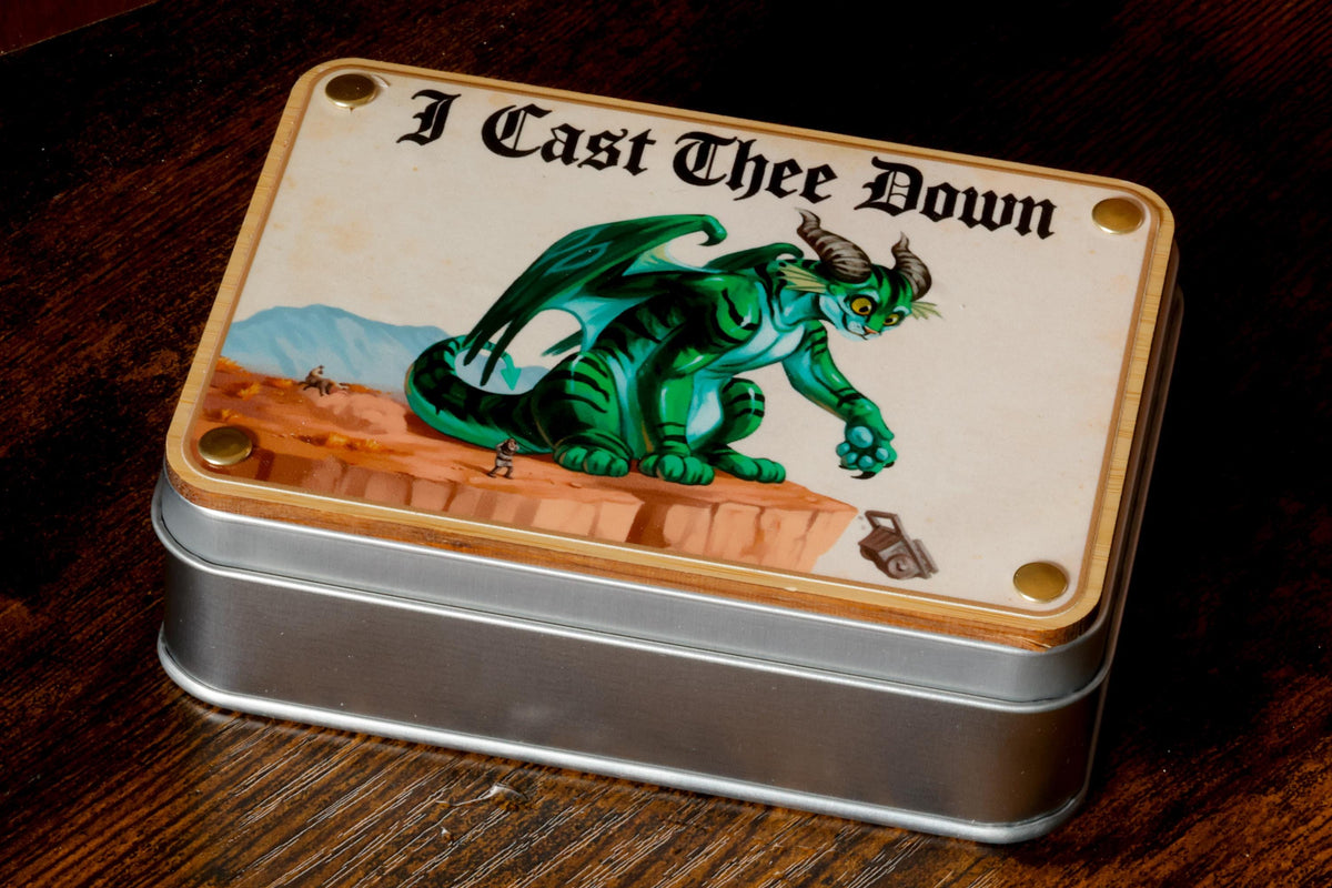 I Cast Thee Down | Dragon Cat Dice Box & Black Cat Dice Set | 11-Piece - The Wizard's Vault