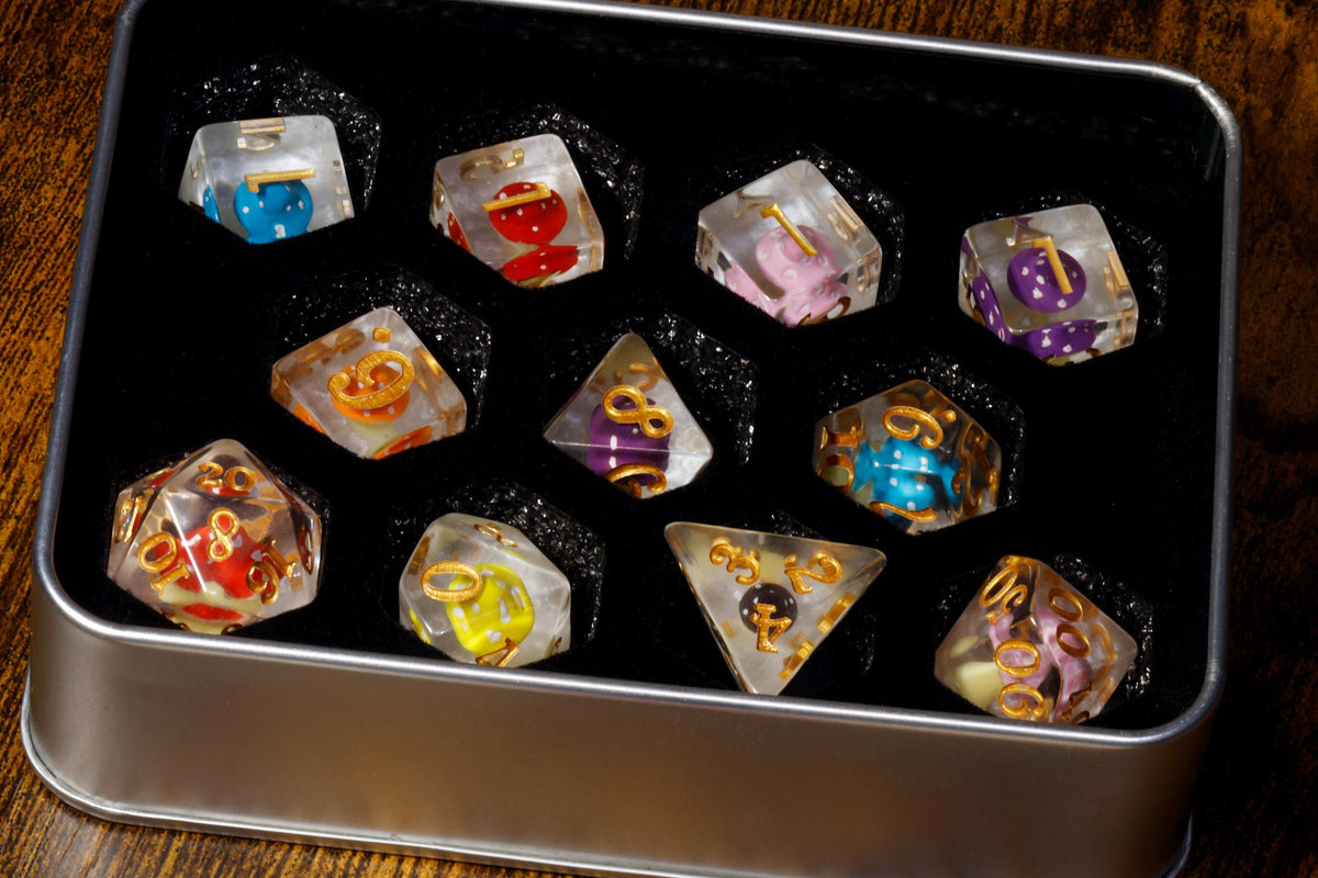 11-Piece Mushroom Dice Set with Dice Vault – Mushroomfolk Druid | Elderwild Realm Collection - The Wizard's Vault