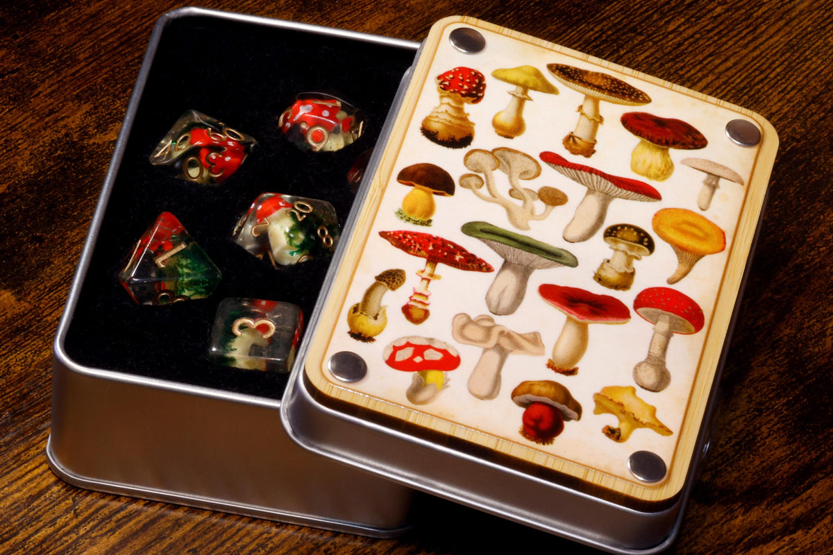Botanical Mushroom Dice Vault and dice set - The Wizard's Vault