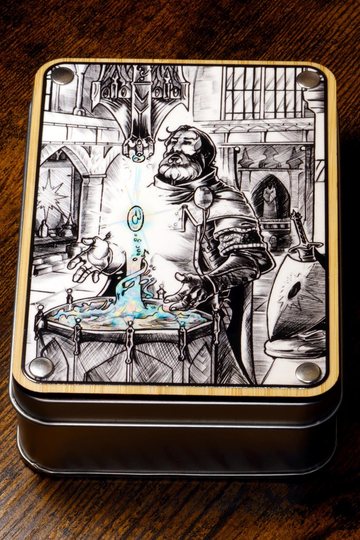 Sacred Renewal Dice Box & Sacred Opal 11-Piece Dice Set – Old-School DnD Style Artwork