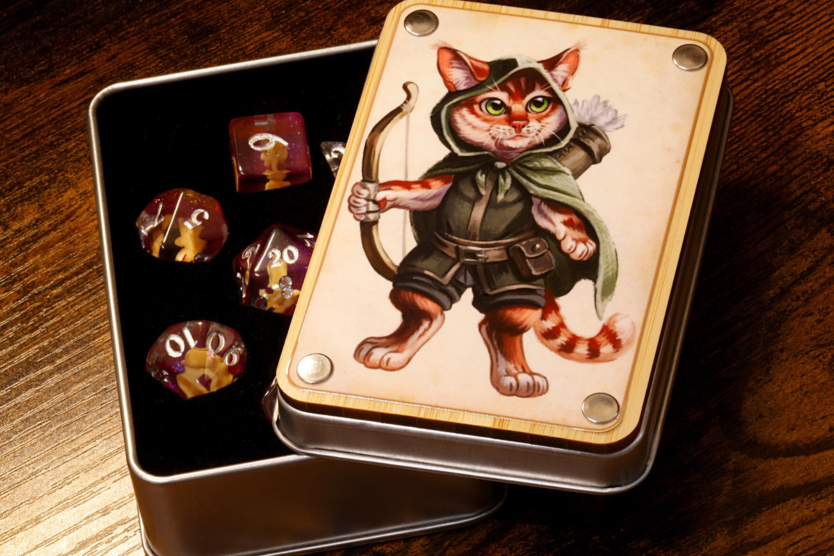 Ranger Dice Box with Orange Tabby Dice Set - The Wizard's Vault