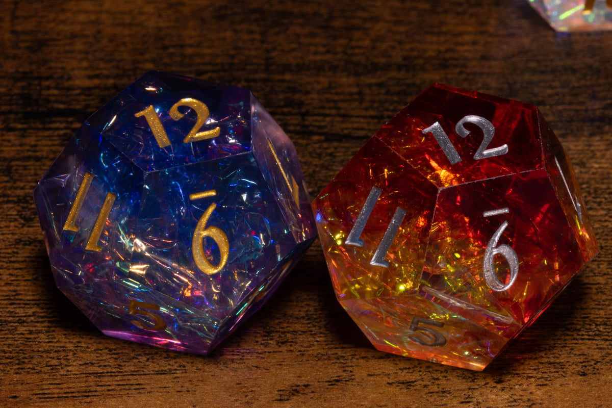 Fire Opal & Sacred Amethyst Hope & Fear D12 Set – Sharp-Edge Resin Duality Dice for Daggerheart – photo 2