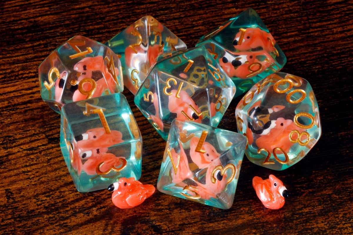 Natural History flamingoes dice box and set - The Wizard's Vault