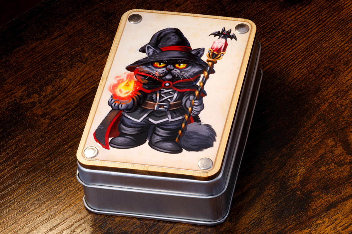Sorcerer Cat Dice Box and Dice Set - The Wizard's Vault