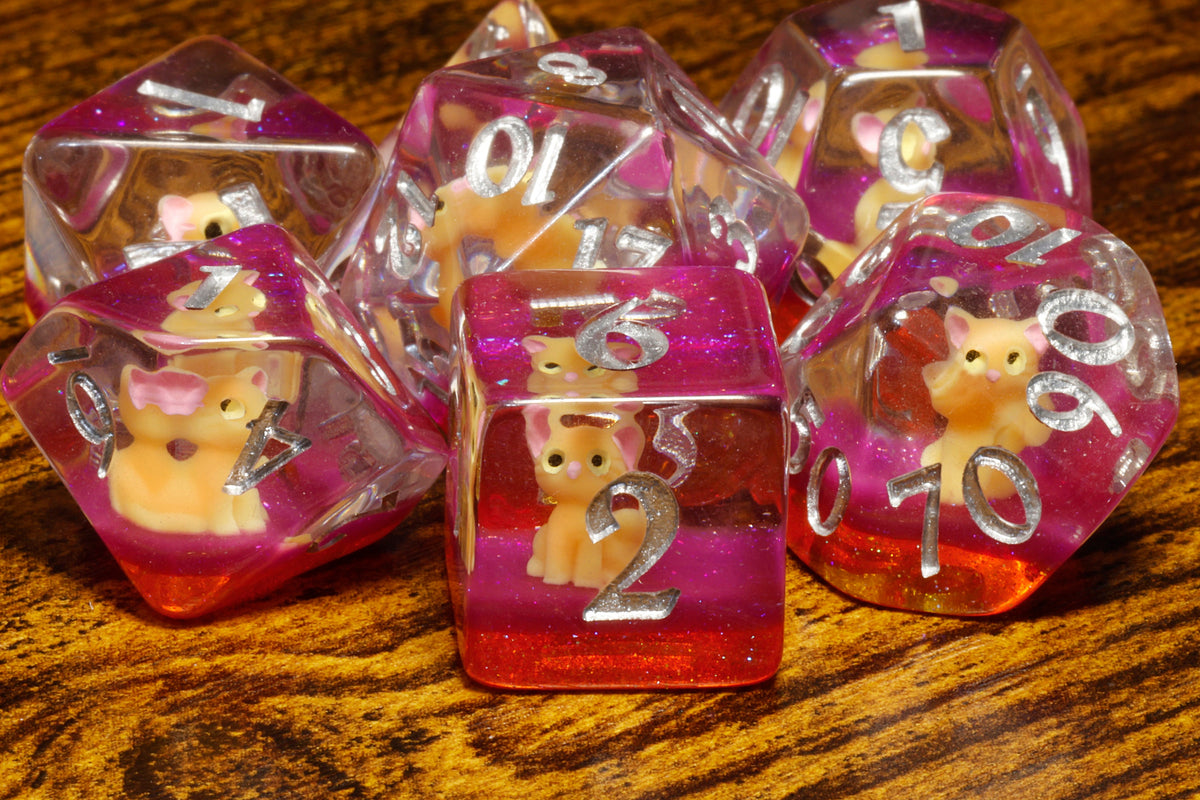 Barbarian Dice Box with Orange Tabby Dice Set - The Wizard's Vault