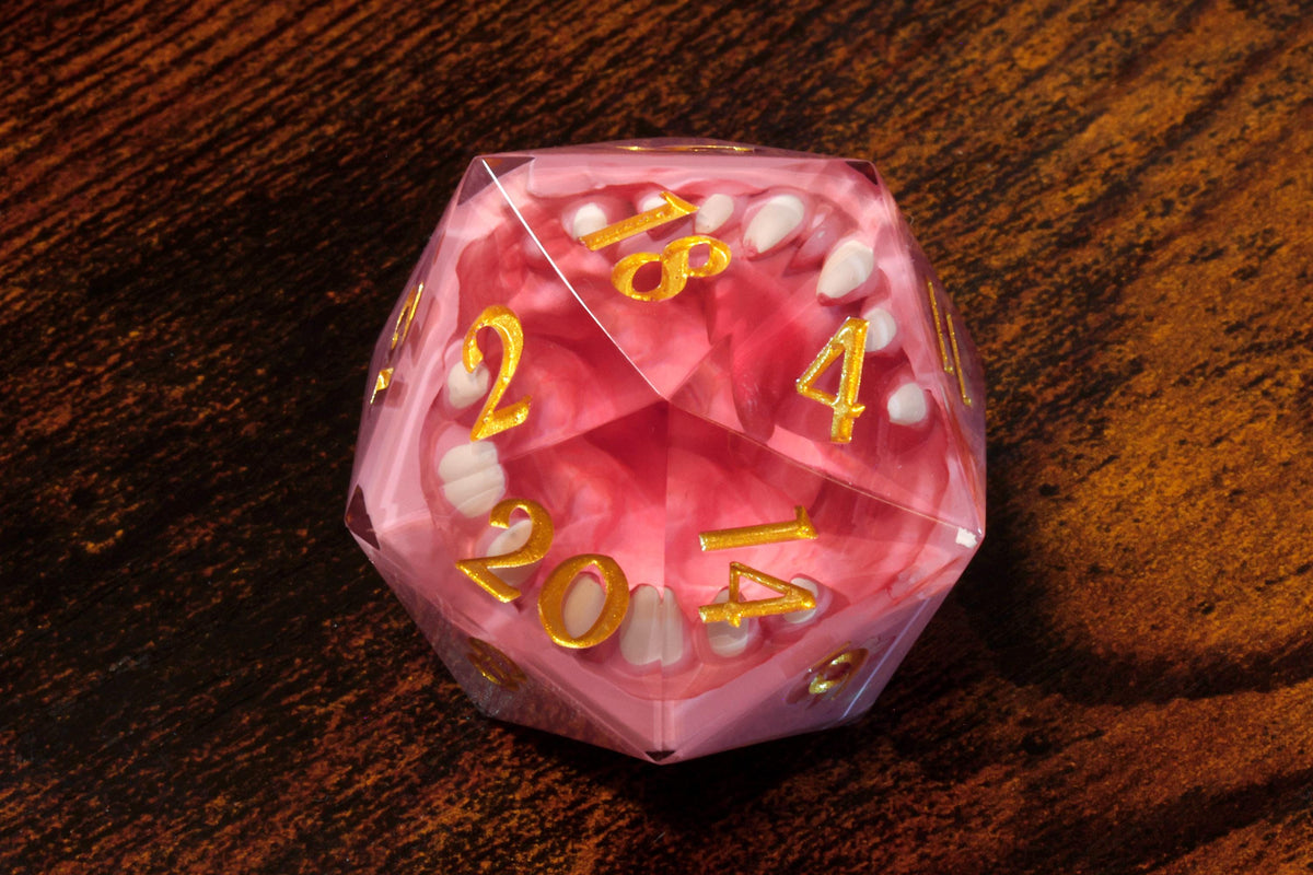 Sakura Mimic Chonk D20 – Extra Large Sharp Edge Resin - The Wizard's Vault
