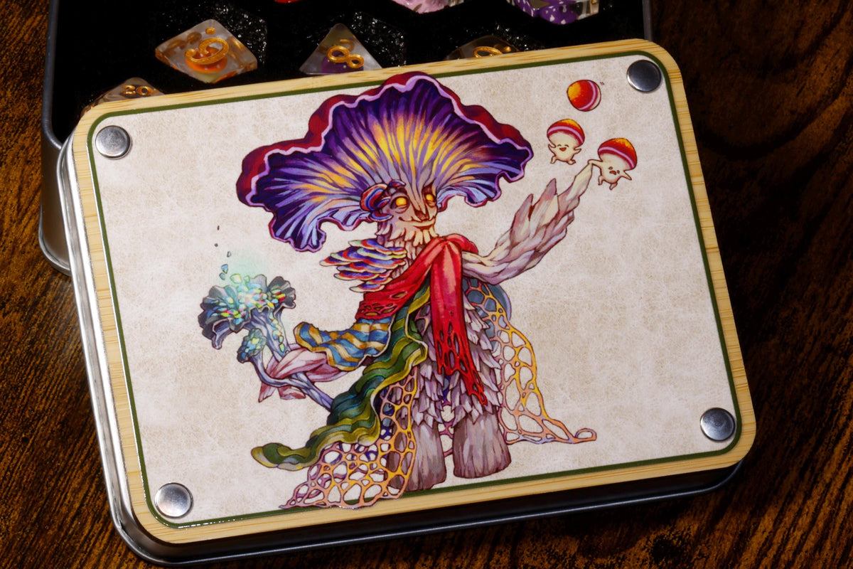11-Piece Mushroom Dice Set with Dice Vault – Mushroomfolk Druid | Elderwild Realm Collection - The Wizard's Vault