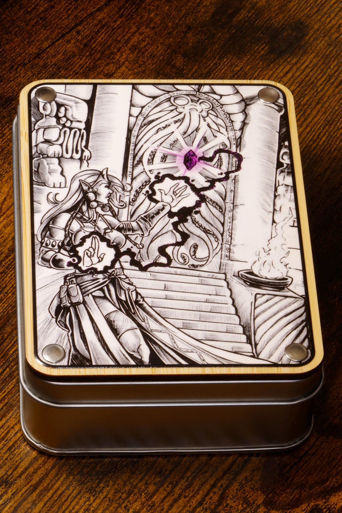 Eldritch Portal Dice Box & Polyhedral Dice Set, Old-School DnD Style Artwork - The Wizard's Vault
