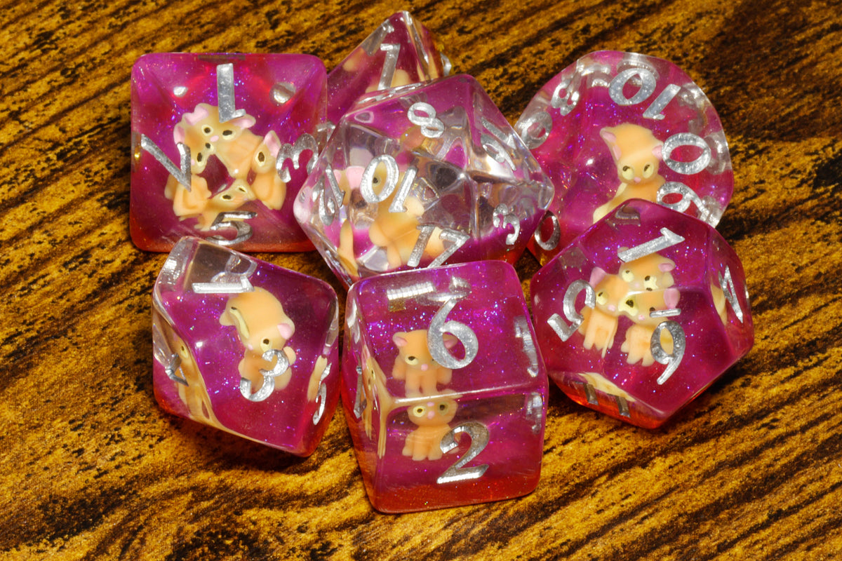 Barbarian Dice Box with Orange Tabby Dice Set - The Wizard's Vault