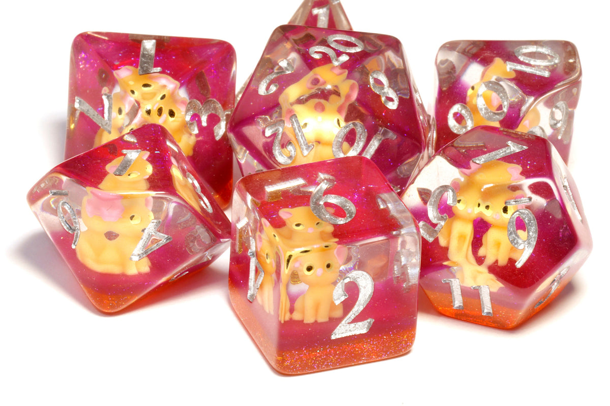Barbarian Dice Box with Orange Tabby Dice Set - The Wizard's Vault
