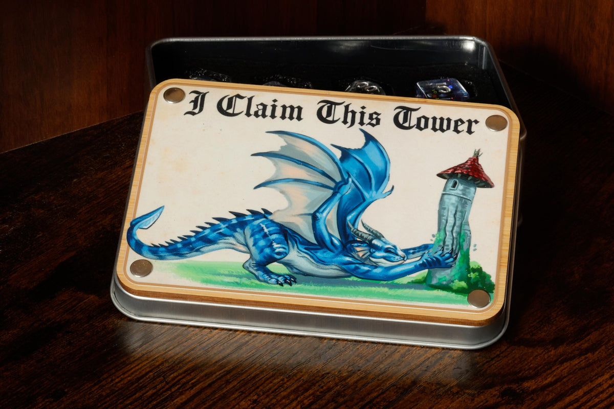 I Claim This Tower | Dragon Cat Dice Box & Black Cat Dice Set | 11-Piece - The Wizard's Vault