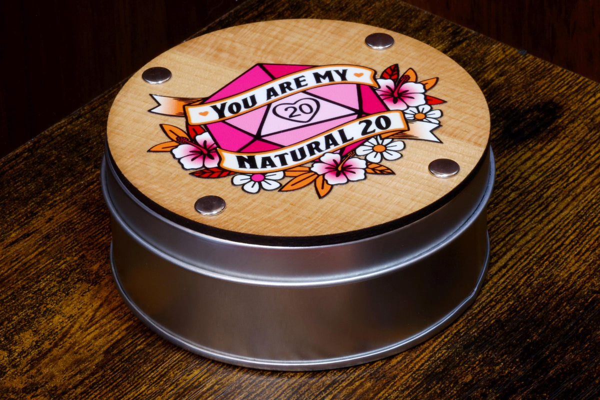 Rêve d’hibiscus – Ensemble de 7 dés à arêtes vives et boîte « You Are My Natural 20 »