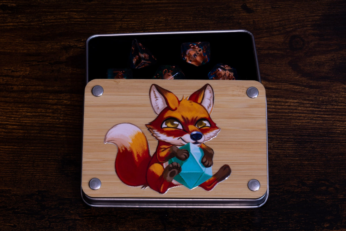 Fox dice box with Fox's Cunning dice set - The Wizard's Vault