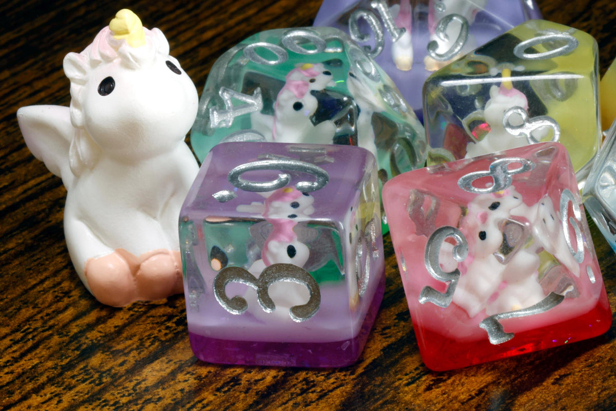 Rainbow Unicorn dice set - The Wizard's Vault