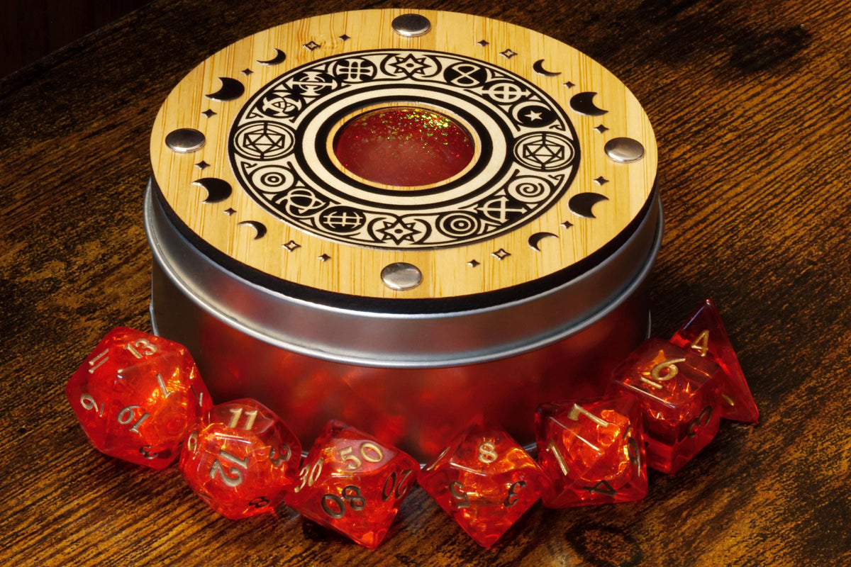 Celestial Round Dice Box & Opal Dice Set - The Wizard's Vault