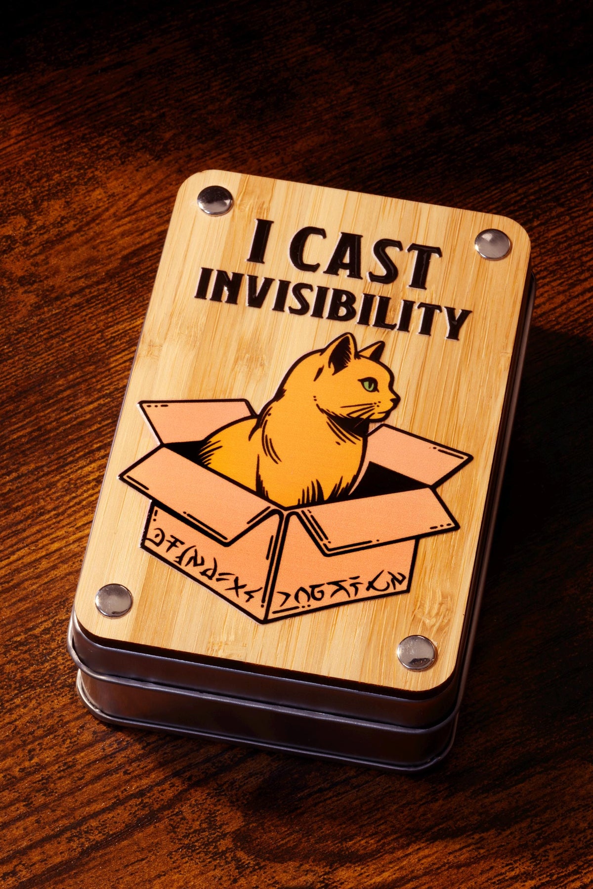 I Cast Invisibility Dice Box with Orange Tabby Dice Set