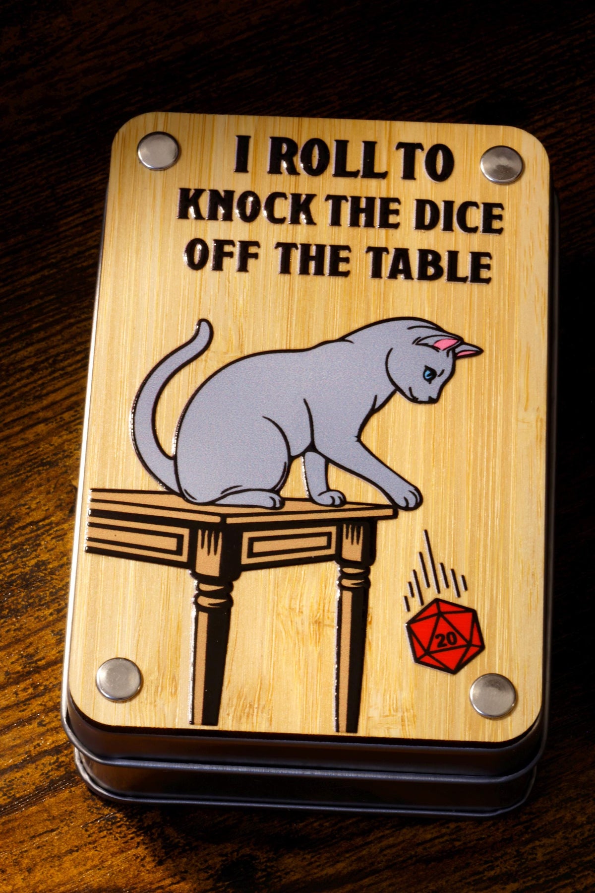 Mystic Paws Grey Cat dice set and box
