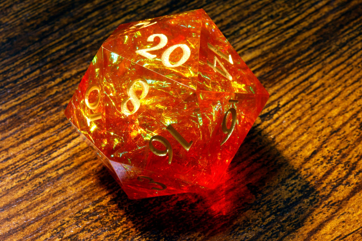 Volcanic Opal Oversized D20 – Sharp Edge Resin Dice – photo 4