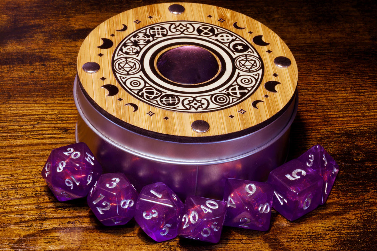 Celestial Round Dice Box & Opal Dice Set - The Wizard's Vault