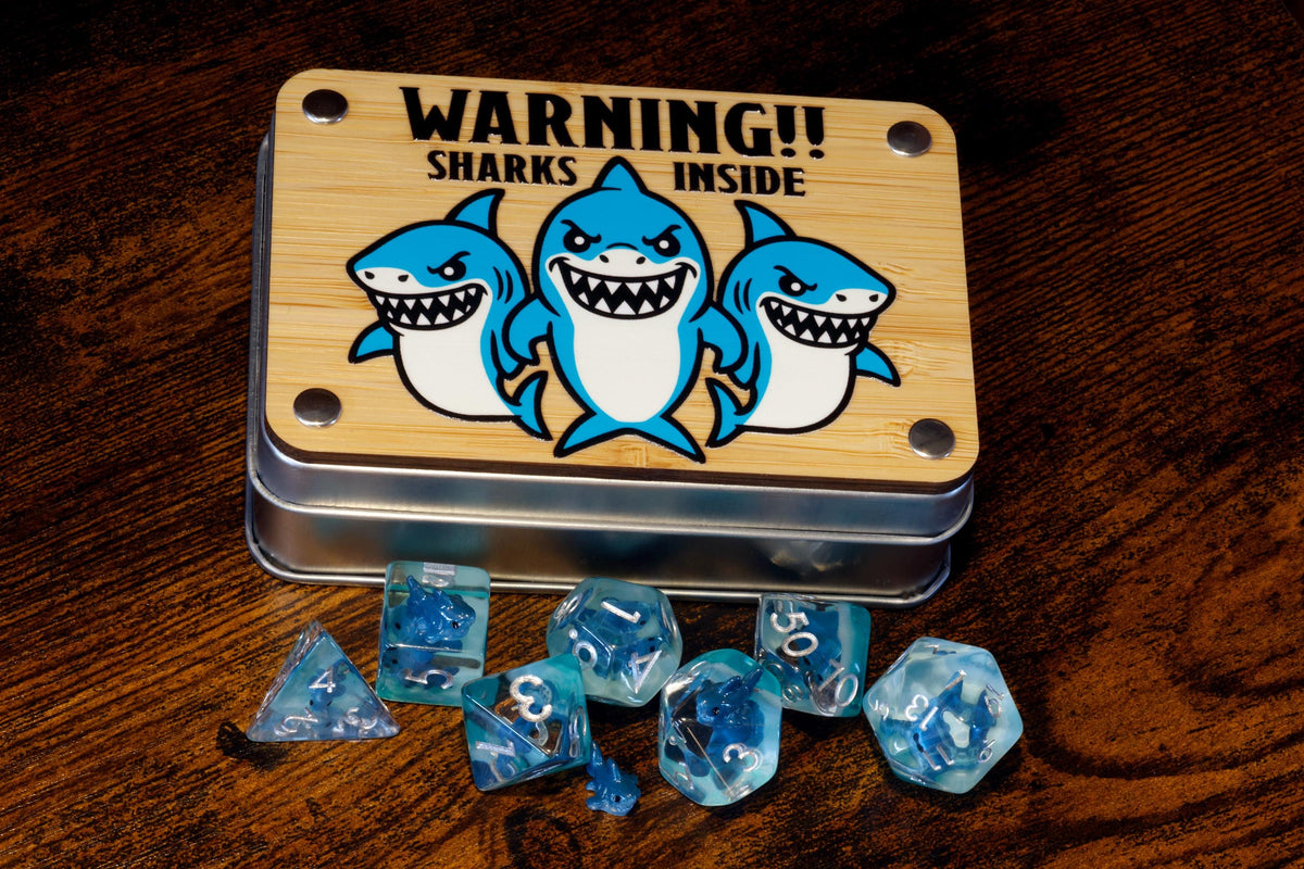 Shark dice box and resin shark dice set